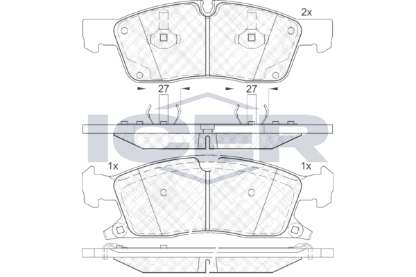 Icer 181988 Колодки гальмівні (передні) MB M/GLE/GL/GLS-class (W166/X166) 11-19/Jeep Grand Cherokee
