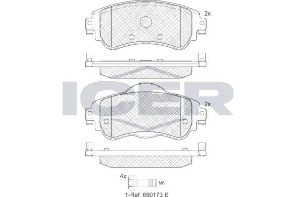 Icer 182027 Колодки гальмівні (передні) Citroen C4 09-/DS4 11-15