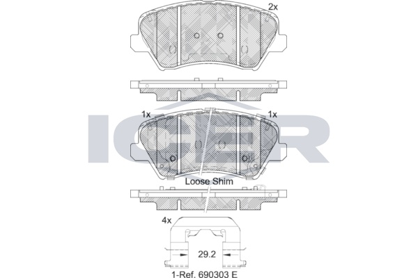 Icer 182029203 Колодки гальмівні (передні) Hyundai Elantra 15-/Veloster 11-17/Kia Cerato/Forte 18-