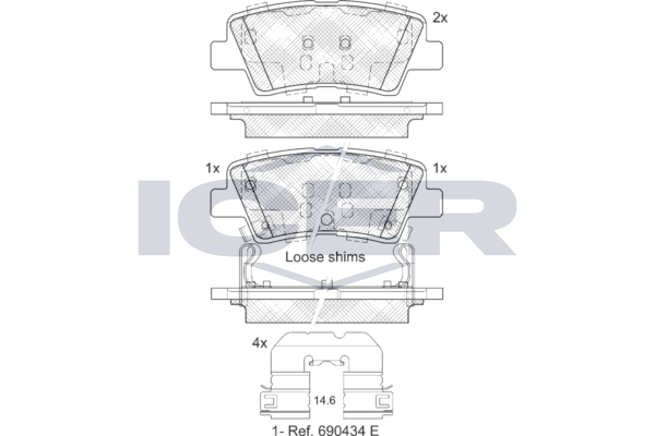 Icer 182036203 Колодки гальмівні (задні) Hyundai Accent 18-/Elantra/Tucson/ix35/Kia Sportage/Soul 15
