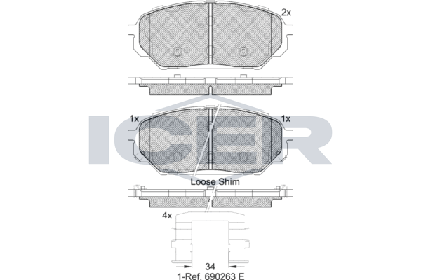 Icer 182044 Колодки гальмівні (передні) Hyundai ix55 08-