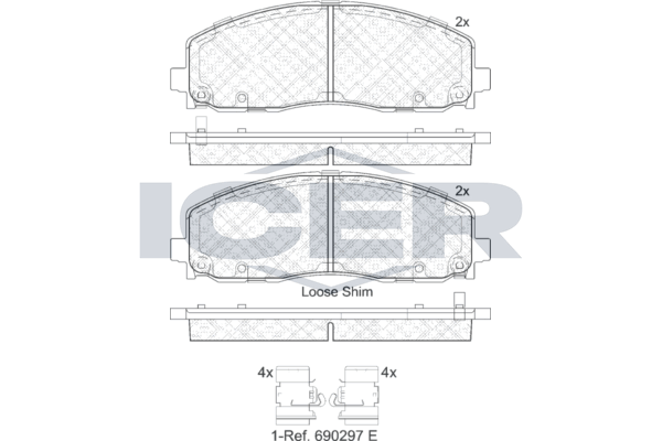 Icer 182054 Комплект гальмівних накладок, дискове гальмо