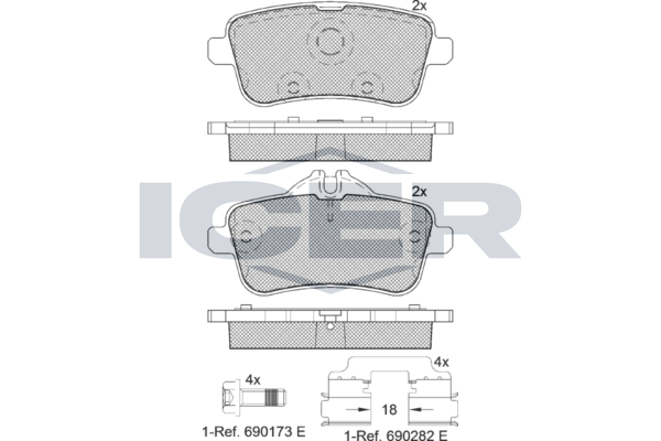 Icer 182072067 Колодки гальмівні (задні) MB GL-class (X166) 12-/GLE-class (C292/W166) 15-/GLS-class