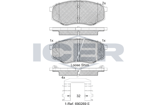 Icer 182094 Колодки гальмівні (передні) Hyundai ix20/ix35/Tucson/Sonata/Kia Sportage 10-/Soul 14-