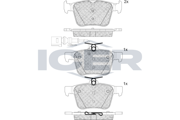 Icer 182098203 Колодки гальмівні (задні) VW Atlas 16-/Audi A3 12-/Q3 18- (+датчик)
