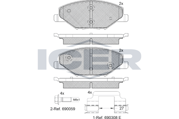 Icer 182110 Колодки гальмівні (передні) Skoda Fabia II/III 07-/VW Polo 10-