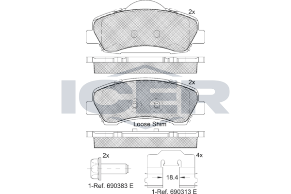 Icer 182131 Колодки гальмівні (передні) Citroen C4 Cactus 14-/C-Elysee/Peugeot 301 12-/308 II 13- (з