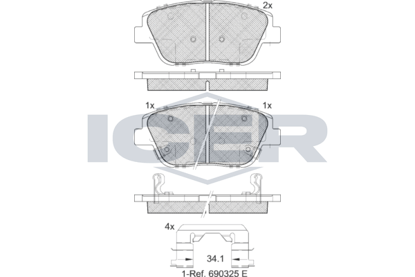 Icer 182136 Колодки гальмівні (передні) Hyundai Sonata VI 11-14//Kia Optima 10-