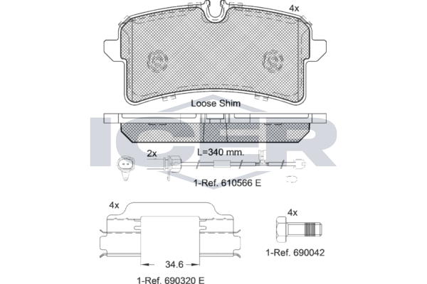 Icer 182159 Колодки гальмівні (задні) Audi A4 16-/A6 14-18/A7 13-/Porsche Macan 21- (з датчиками)