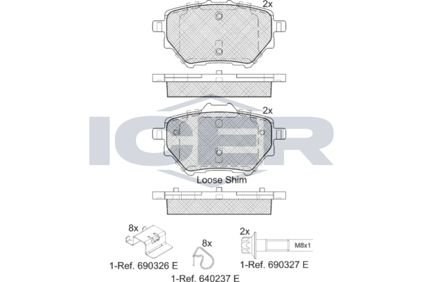 Icer 182162 Комплект гальмівних накладок, дискове гальмо