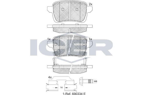 Icer 182170208 Колодки гальмівні (задні) Fiat Tipo 15-