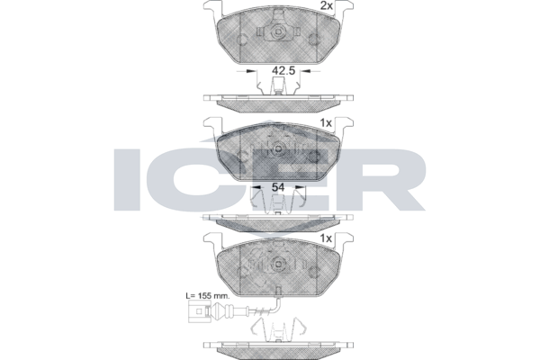 Icer 182189 Комплект гальмівних накладок, дискове гальмо