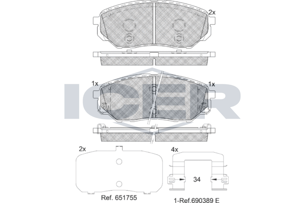Icer 182244 Колодки гальмівні (передні) Hyundai Santa Fe 18-/Kia Sorento 15-