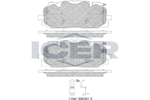 Icer 182254 Колодки гальмівні (передні) Audi A4/A5/Q5/Q7 15-/ A5 Sportback 07-17/ A6/A7/A8/Q3/Q8/VW