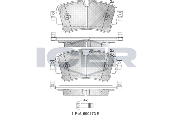 Icer 182256 Колодки гальмівні (задні) Audi A4/Q7 15-/A5 09-//Q5 16-/A6 18-/A7/A8/VW Touareg 17-