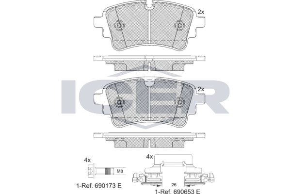 Icer 182256203 Колодки гальмівні (задні) Audi A4/A5/A6/A7/A8/Q5/Q7 15-/VW Touareg 17-
