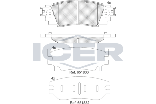Icer 182262 Колодки гальмівні (задні) Toyota Camry 17-/Rav4/Lexus ES/UX 18-/RX 15-
