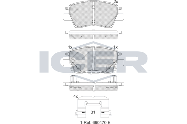 Icer 182311 Колодки гальмівні (передні) Opel Ampera-E 17-19/Chevrolet Bolt/Volt/Cruze 15- (+датчик)