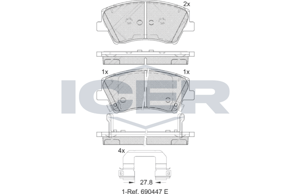 Icer 182314 Колодки гальмівні (передні) Hyundai Elantra 15-/Ioniq/Kia Niro 16-