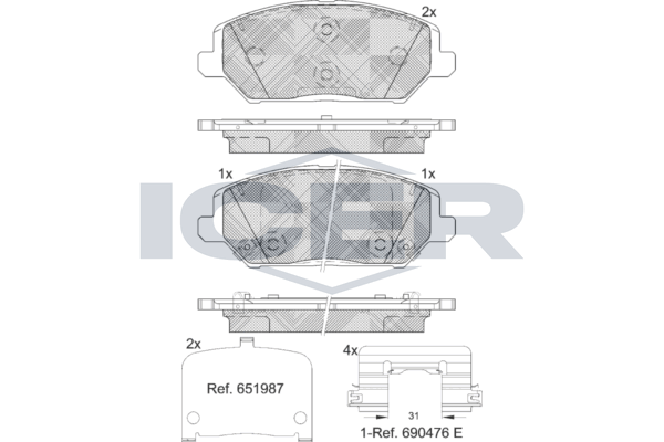 Icer 182320 Колодки гальмівні (передні) Hyundai i30 16-/Kia Cee'd/Pro Cee'd 18-/Xceed 19-