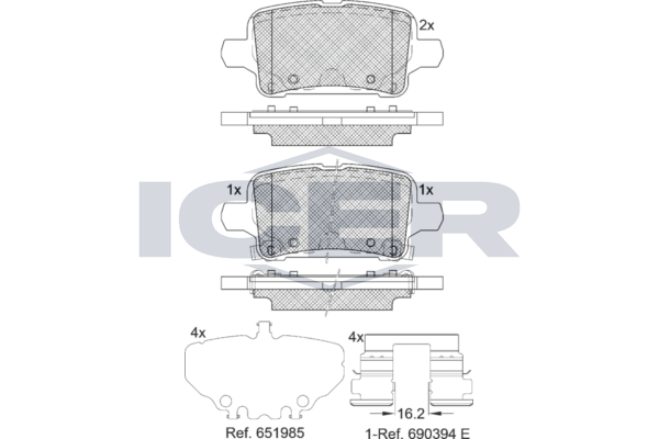 Icer 182326 Комплект гальмівних накладок, дискове гальмо