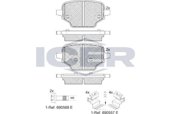 Icer 182347 Комплект гальмівних накладок, дискове гальмо