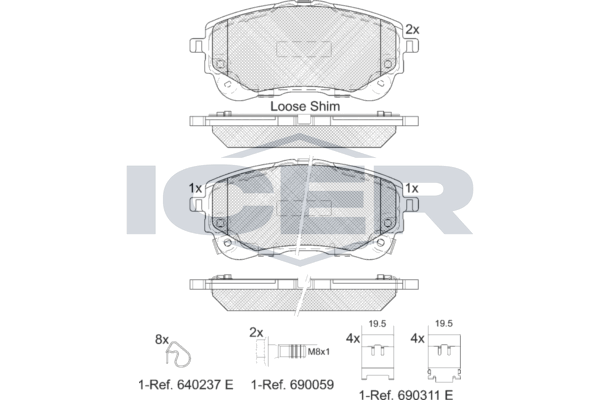 Icer 182372 Колодки гальмівні (передні) Toyota Corolla XII 18-/Suzuki Swace 20-