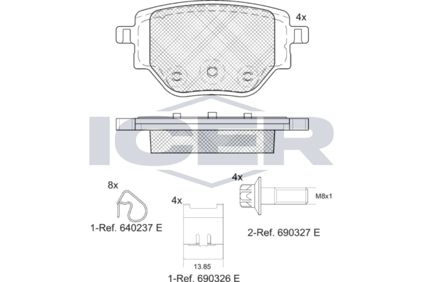 Icer 182384 Комплект гальмівних накладок, дискове гальмо