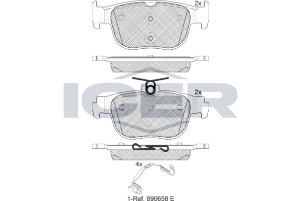 Icer 182408 Колодки гальмівні (задні) Audi A3/Seat Leon/Skoda Octavia/VW Golf VIII 19-/Caddy 20-