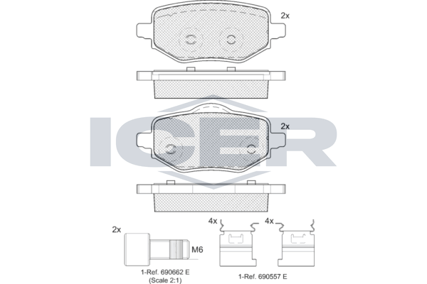 Icer 182418 Колодки гальмівні (задні) Citroen C4 20-/Peugeot 2008/208/Opel Corsa F 19-/Mokka 20-