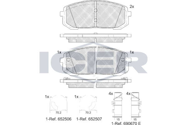 Icer 182419 Колодки гальмівні (передні) Hyundai Elantra 20-/Sonata VIII/Kia Optima V 19-