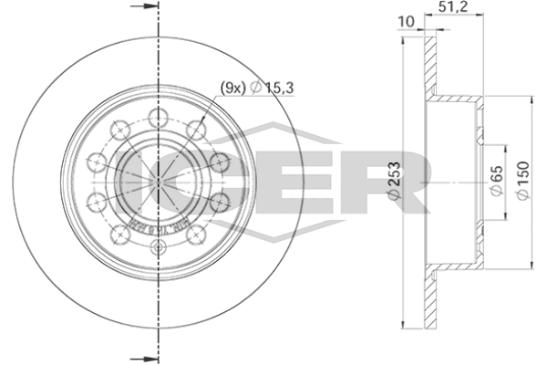 Icer 78BD56402 Диск гальмівний (задній) Audi A3/Seat Leon/Skoda Octavia/VW Golf 04- (253x10) (з покр