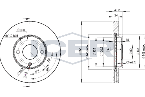 Icer 78BD78792 Диск гальмівний (передній) Opel Astra G 98-09/Chevrolet Astra 02-11 (256x24) (вент.)