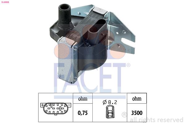 FACET 96008 Котушка запалювання Fiat/Alfa/Lancia