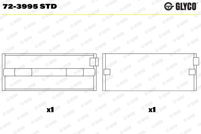 Glyco 723995STD Вкладиші корінні на одну шию FIAT/OPEL STD 1,9JTD 8V (5) (вир-во GLYCO)