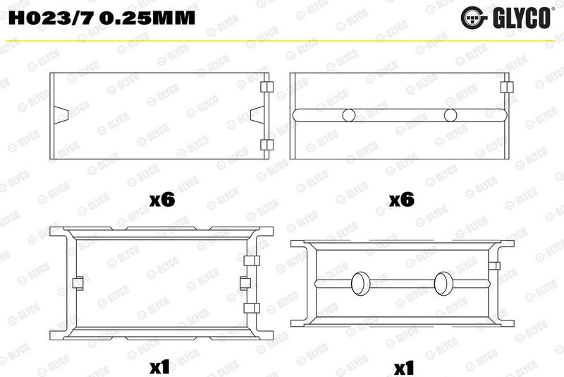 Glyco H0237025MM Вкладиші корінні BMW HL 0,25 M20/M21/M50/M51/M52/M54/M57 із двома замками (вир-во G