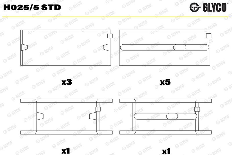 Glyco H0255STD Вкладиш підшипника колінчатого вала
