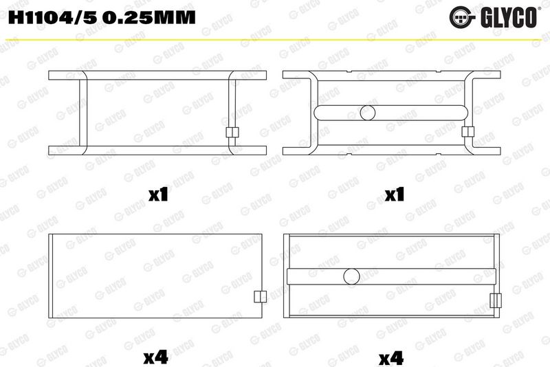Glyco H11045025MM Вкладиші корінні FIAT/IVECO 0,254 2.8D/TD (вир-во GLYCO)
