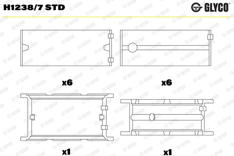 Glyco H12387STD Вкладиш підшипника колінчатого вала