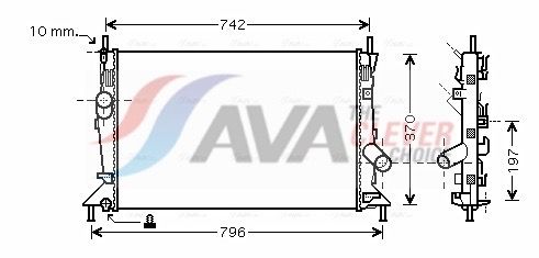 FDA2370 AVA Радіатор охолодження двигуна Focus C-Max 1.6 TDCi*10/03- (AVA)