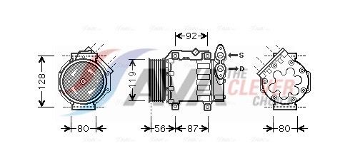 FDAK431 AVA Компресор кондиціонера FOCUS2/C-MAX/VOLVO C 30 (06-) 1.6 D (+)S40/V50 (вир-во AVA)