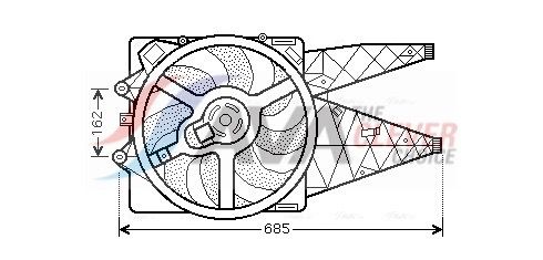 FT7530 AVA Вентилятор радіатора Amarok, Caddy III, Golf V,VI, Passat, Touran, Skoda Octavia II, SuperB II 1.6/.2.0TDI, Audi A3