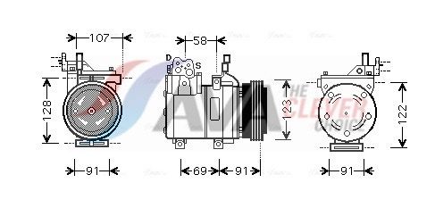 HYAK161 AVA Компресор кондиціонера HYUNDAI ELANTRA (00-) 1.6 I 16V (+) (вир-во AVA)