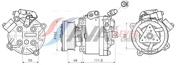 MTAK294 AVA Компресор кондиціонера LANCER VIII 1.6 10-, 1.8 08-, 2.0 07-, OUTLANDER II 2.0 06-, OUTL
