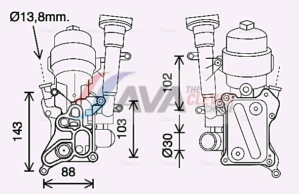 OL3686H AVA Олійний радіатор FIAT 500 (2008) 1.3 JTD MULTIJET