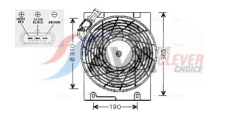 OL7508 AVA Вентилятор радіатора OPEL ASTRA ZAFIRA 98-