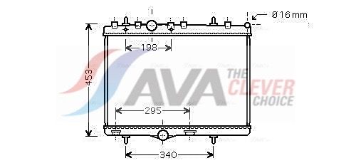 PEA2255 AVA Радіатор охолодження C-Elysee, C2, DS3, Peugeot 1007, 2008, 207, 208, 301 1.2/1.6HDI