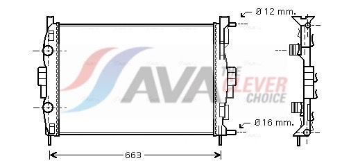 RT2307 AVA Радіатор охолодження двигуна MEGANE2/SCENIC MT +-AC 02 (Ava)