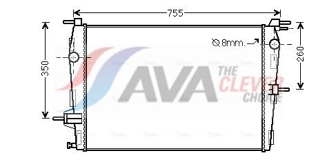 RT2458 AVA Радіатор охолодження RENAULT MEGANE/SCENIC 2009- (вир-во AVA)