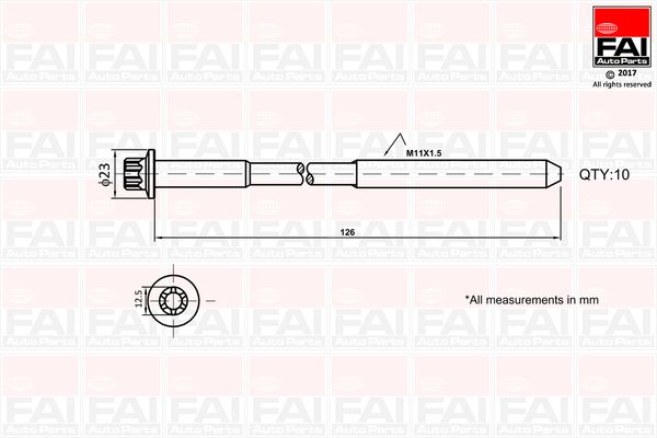 FAI B1139 Комплект гвинтів голівки циліндра